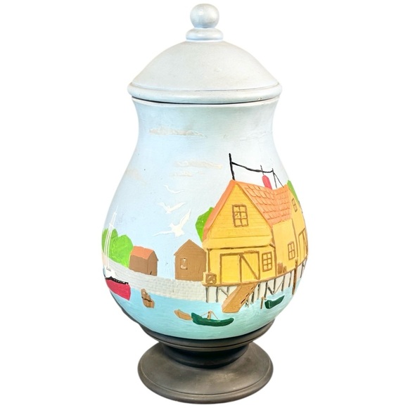 Vintage Coastal Lighthouse Canister Decorative Jar - Picture 4 of 9